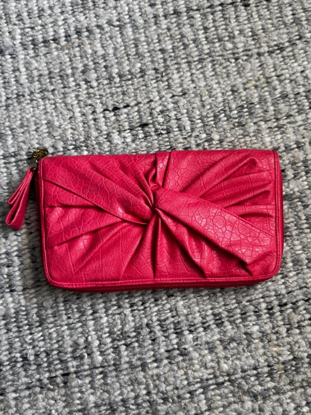 Jessica Simpson Hot Pink/Coral Knotted Fold-Front Clutch